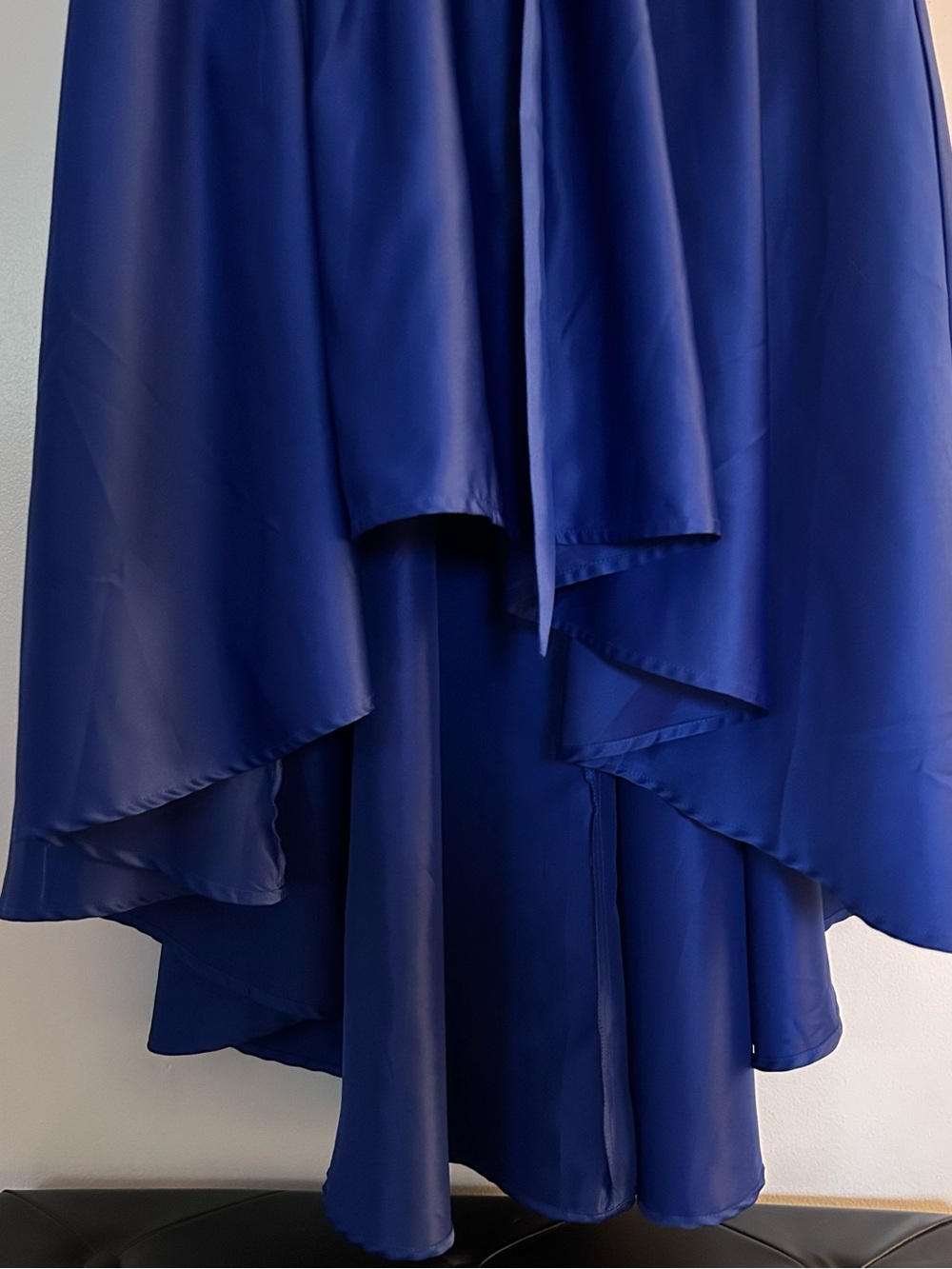 Roommates Cobalt Blue High-Low Wrap Skirt with Sash - Picture 2 of 5